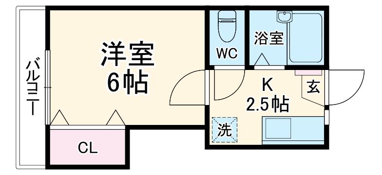 ホワイトコート綱島B(1K/2階)の間取り写真