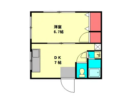 宮本アパート(1DK/2階)の間取り写真