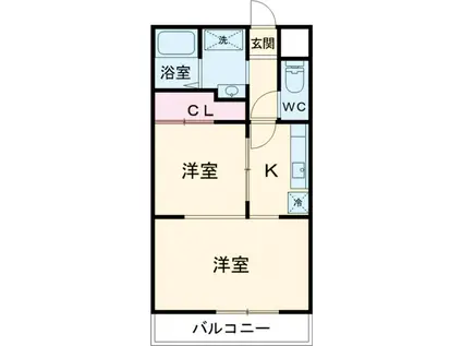 ブレーンハイム柴山(2K/2階)の間取り写真