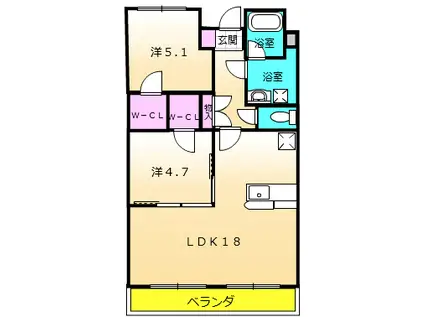 アウローラ(2LDK/1階)の間取り写真
