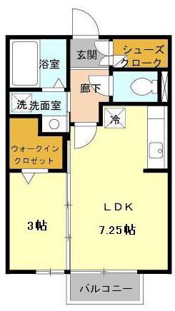 セジュールアラコA(1DK/2階)の間取り写真
