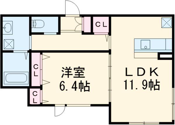 ターナSUMIYOSHI(1LDK/2階)の間取り写真