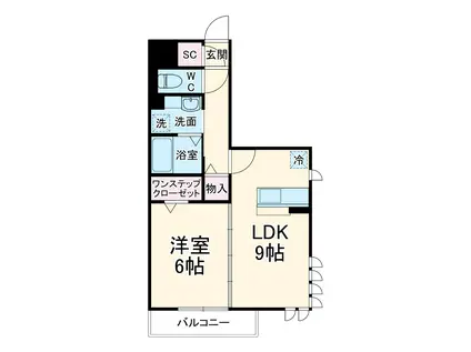 メルヴェーユ三郷中央B(1LDK/3階)の間取り写真