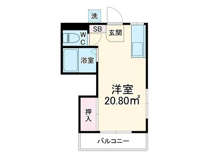 ジュネス高根(ワンルーム/2階)の間取り写真