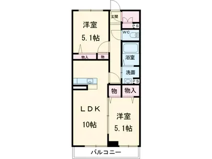 グラシア北習志野(2LDK/3階)の間取り写真