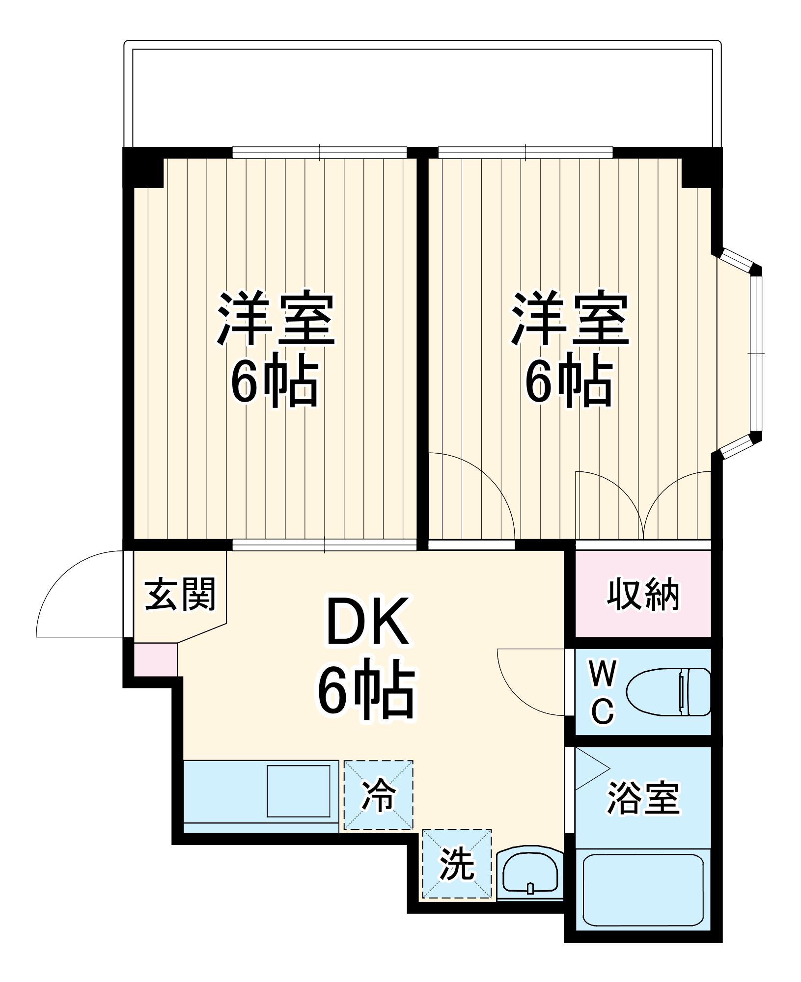 エクセル中央林間Ⅱ(2DK/2階)の間取り写真