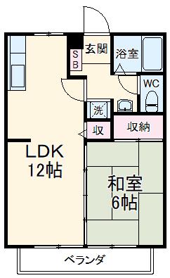 サニーハイツⅢ(1LDK/2階)の間取り写真