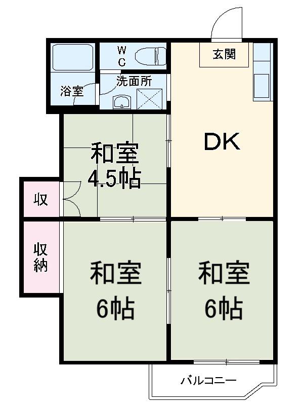 ハッピーハイツ(2SDK/2階)の間取り写真