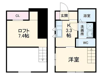 MOFZ VILLA IMAGAWA(1K/2階)の間取り写真