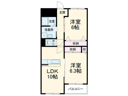 グランⅡ(2LDK/2階)の間取り写真