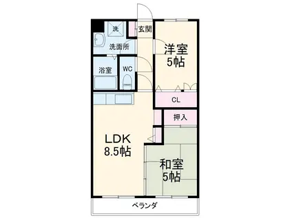 ヴィラ・リバーサイド(2LDK/3階)の間取り写真