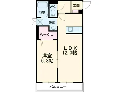 VILLA浄水(1LDK/3階)の間取り写真