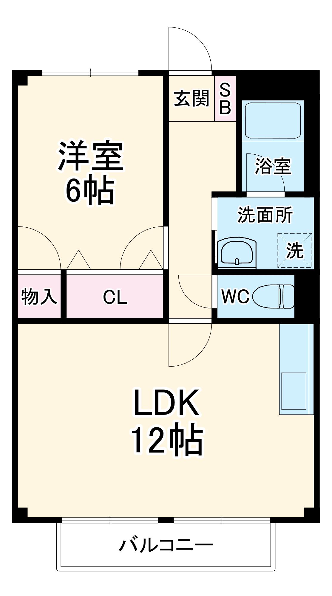 サンハイム鹿嶋(1LDK/1階)の間取り写真