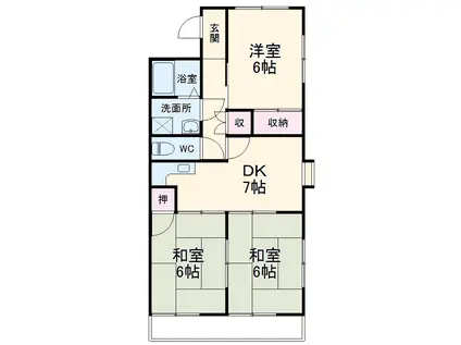 スカイコーポ森(3DK/1階)の間取り写真