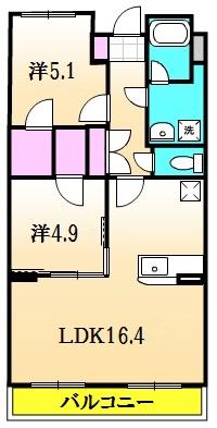 ジョイフルピア(2LDK/2階)の間取り写真