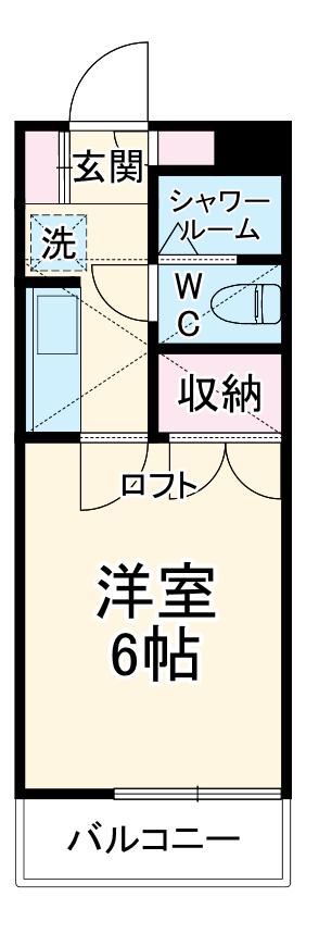 シャンポール白鷺(1K/2階)の間取り写真