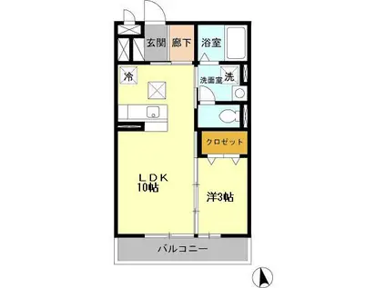 サクセスⅢ(1LDK/1階)の間取り写真