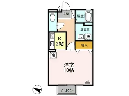 クレセントMⅢ(1K/1階)の間取り写真