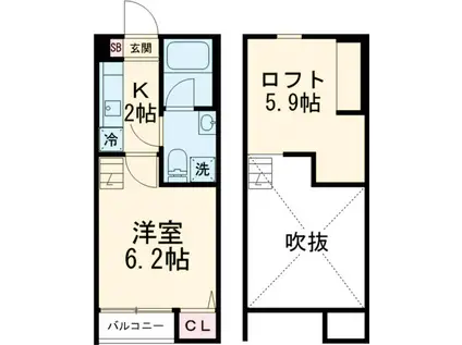 フィーノ(1K/1階)の間取り写真