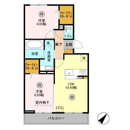 ハピネスA(2LDK/2階)の間取り写真