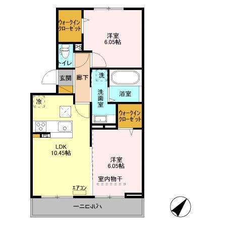 ハピネスA(2LDK/3階)の間取り写真
