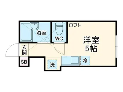 プライムテラス南林間Ⅲ(ワンルーム/2階)の間取り写真