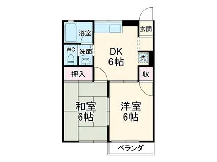 ロイヤルハイツ1(2DK/2階)の間取り写真