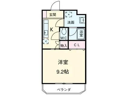 ハイツ浜Ⅰ(1K/1階)の間取り写真