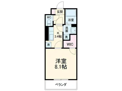ブロッサム(1K/2階)の間取り写真