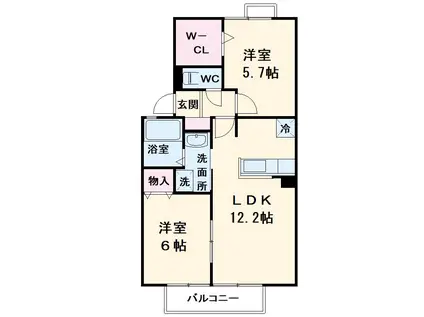 ウエストリバー(2LDK/2階)の間取り写真