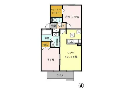 ウエストリバー(2LDK/2階)の間取り写真