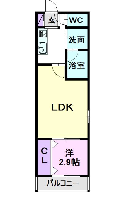 ジュネス稲葉地町(1LDK/1階)の間取り写真