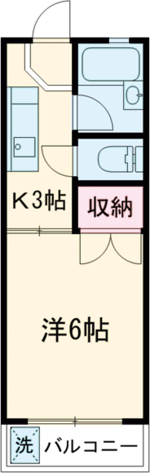 ロイヤルマンション(1K/2階)の間取り写真