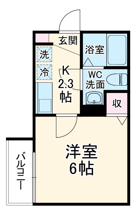 アーク山手(1K/2階)の間取り写真