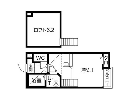 PATINA中村公園Ⅰ(ワンルーム/2階)の間取り写真