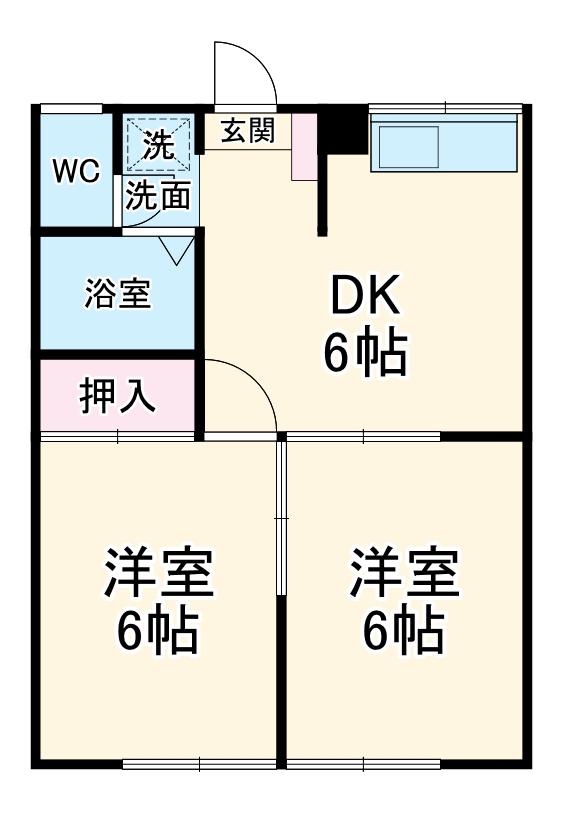 エステートピア加藤(2DK/1階)の間取り写真