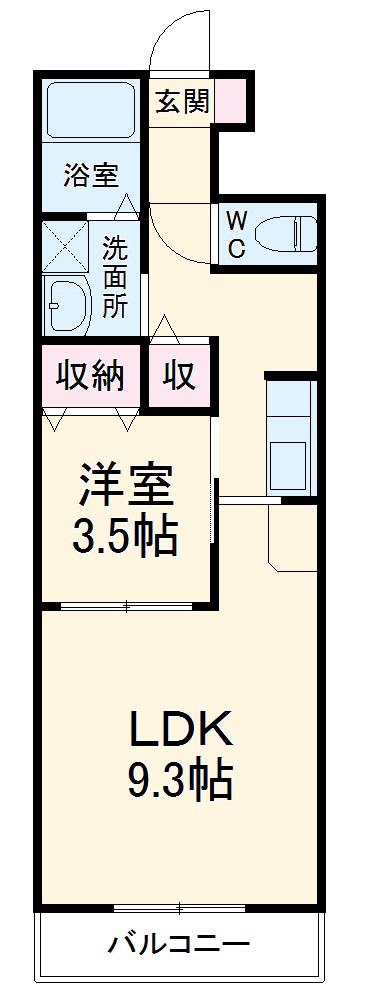 アイディール中台B館(1SK/3階)の間取り写真