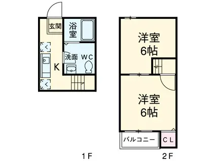 グランコンフォール米野IV(1SK/2階)の間取り写真