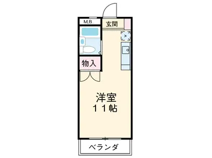 コーポわかば(1K/3階)の間取り写真