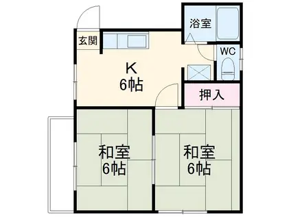 グリンヒル高座(2DK/2階)の間取り写真