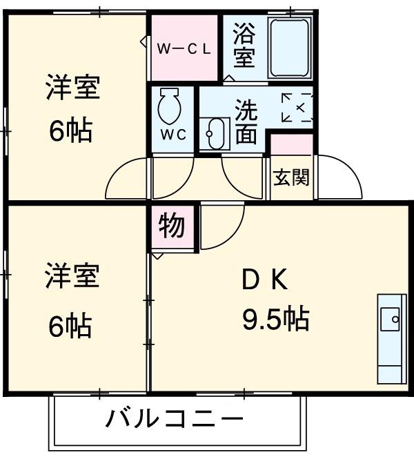 ピアネクスト(2DK/1階)の間取り写真