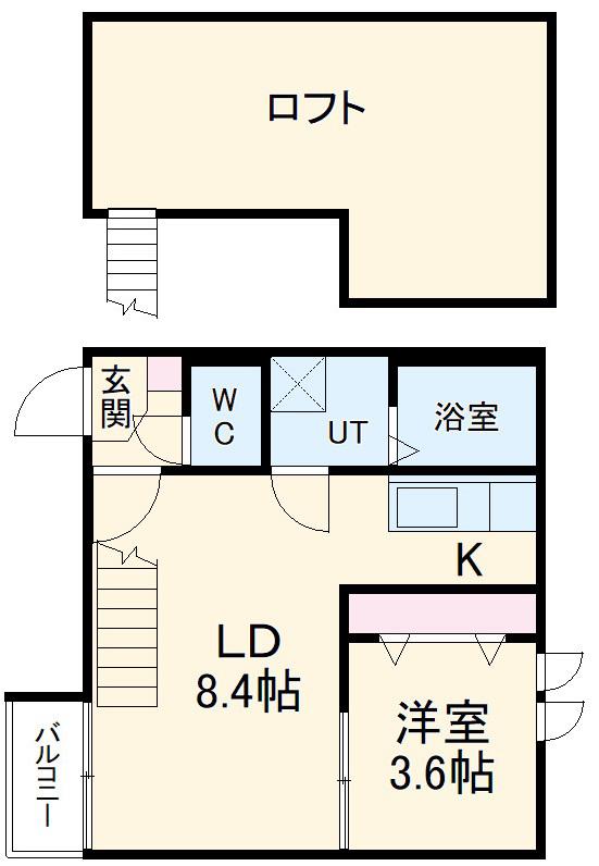 AMPIO高畑 (1LDK/2階)の間取り写真