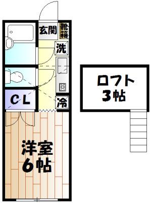 丸尾ハウス(1K/2階)の間取り写真