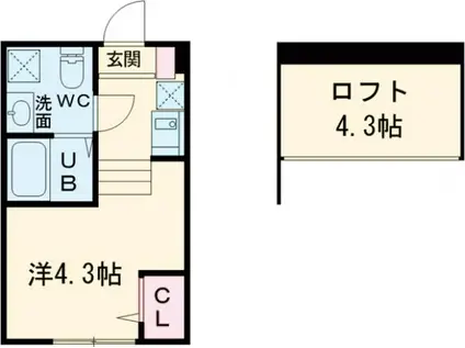 BLEU AILE(1K/1階)の間取り写真