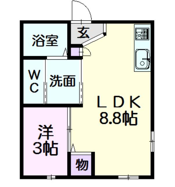 CERES岩塚駅前 A(1LDK/3階)の間取り写真