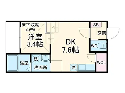 ハーモニーテラス亀島Ⅱ(1DK/1階)の間取り写真