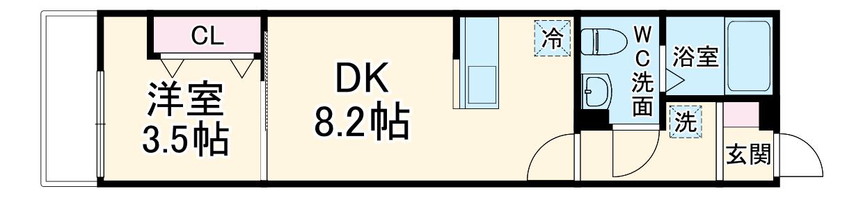 AJ勝田台(1LDK/1階)の間取り写真