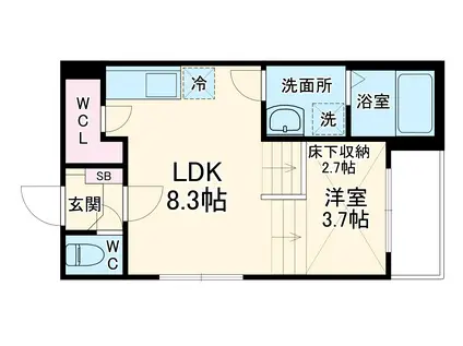 フォーラムエス(1LDK/1階)の間取り写真