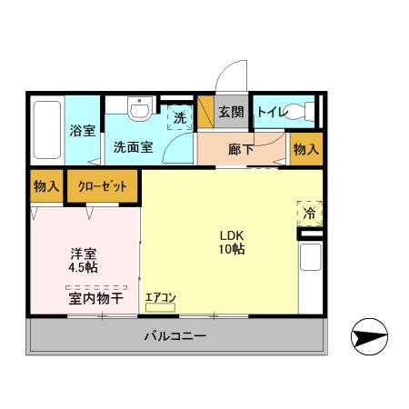 リヴェールⅡ(1LDK/2階)の間取り写真