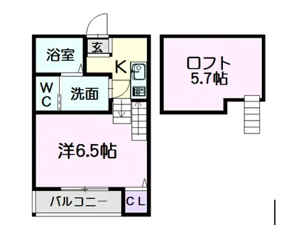 ハーモニーテラス長筬町Ⅲ(1K/2階)の間取り写真